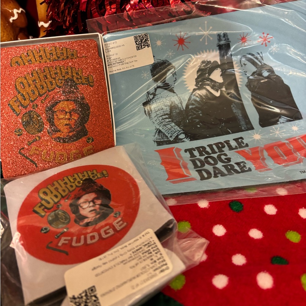 NWT In Box triple dog dare you Christmas story set of 3 mouse pad kozie/Coasters